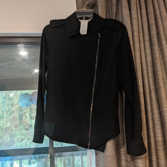 NWOT Max Mara black 100%silk motorcycle jacket size IT42 or US6 - Picture 1 of 3